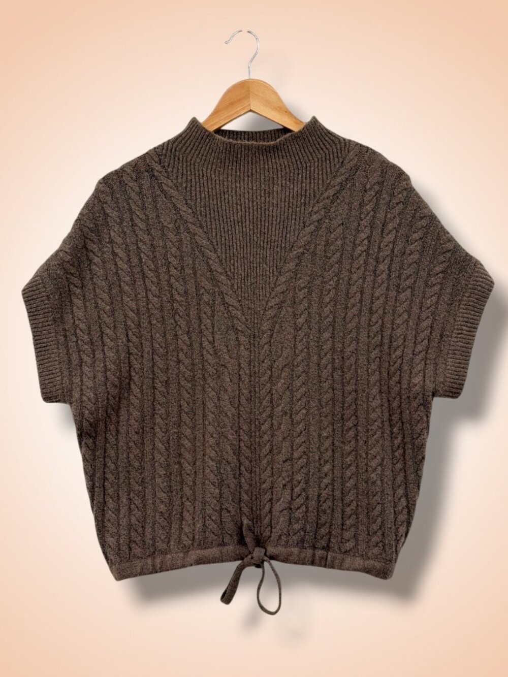 Express‎ Cable Knit Cap Sleeve Mock Neck Sweater XS